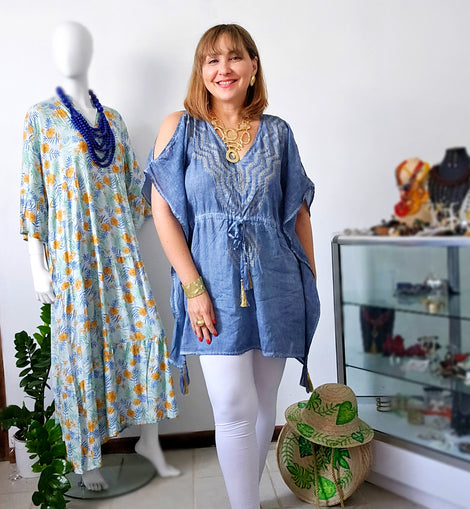Kaftan Denim Luz Dorada✨️