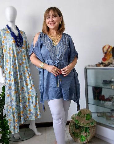 Kaftan Denim Luz Dorada✨️