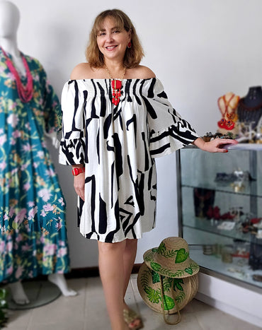 Vestido Off shoulder Abstract & Chic