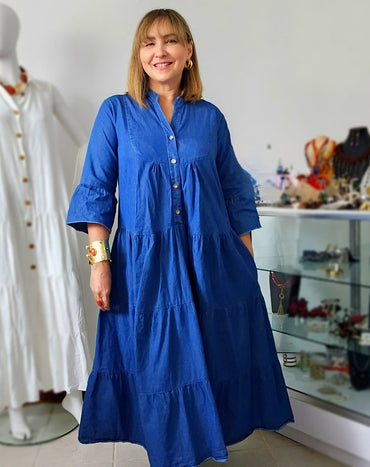 Vestido Midi Mahón Índigo 100% Algodón – Suelto & Atemporal