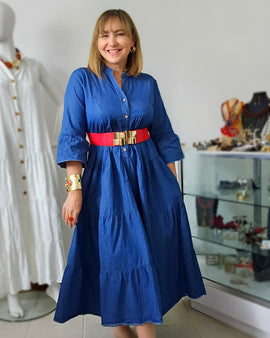 Vestido Midi Mahón Índigo 100% Algodón – Suelto & Atemporal