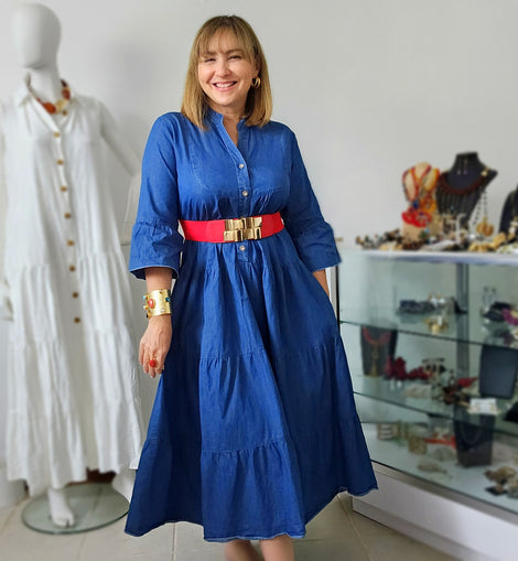 Vestido Midi Mahón Índigo 100% Algodón – Suelto & Atemporal