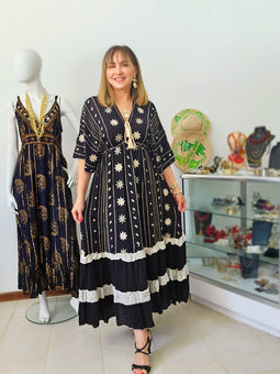Midnight Bloom | Vestido Boho Bordado