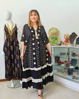 Midnight Bloom | Vestido Boho Bordado