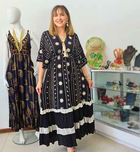 Midnight Bloom | Vestido Boho Bordado