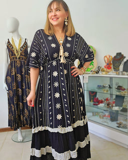 Midnight Bloom | Vestido Boho Bordado