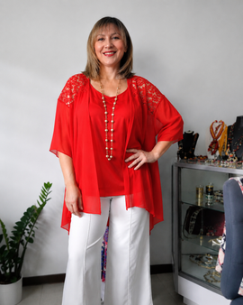 Lace Cardigan y top Básica