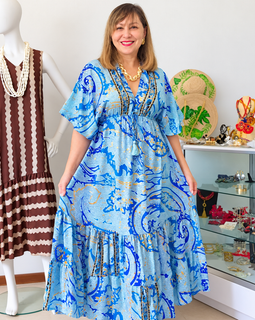 Vestido Golden Glow Silk Elegance Dress