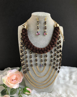 Cristal Rondell Chandelier Necklace & Earings set