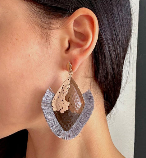 Mix patch tassel earings
