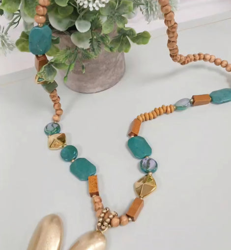 Collar Esencia Turca Turquesa y Madera