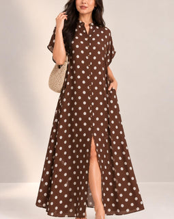 Polka Dot Maxi Túnic Airflow – Elegancia Suelta en Tendencia