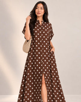 Polka Dot Maxi Túnic Airflow – Elegancia Suelta en Tendencia