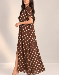 Polka Dot Maxi Túnic Airflow – Elegancia Suelta en Tendencia