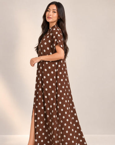 Polka Dot Maxi Túnic Airflow – Elegancia Suelta en Tendencia