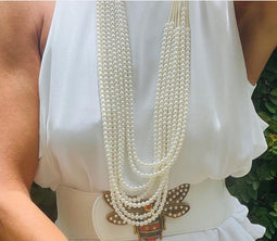 Pearl layers long necklace