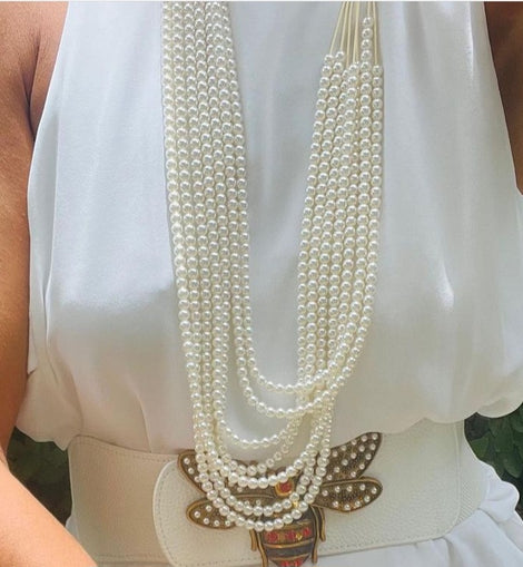 Pearl layers long necklace