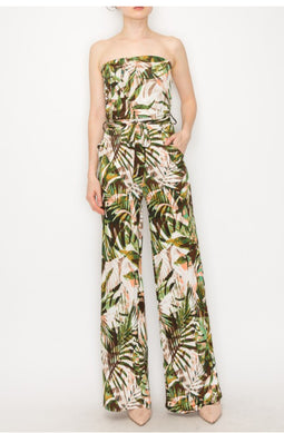 Olive Mix Palm Jumpsuit