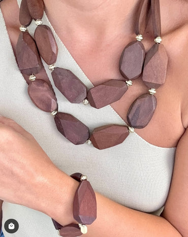Wood necklace & bracelet set