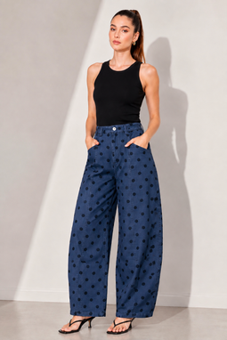 Midnight Polka Chic Barrel denim pant