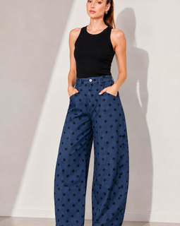 Midnight Polka Chic Barrel denim pant