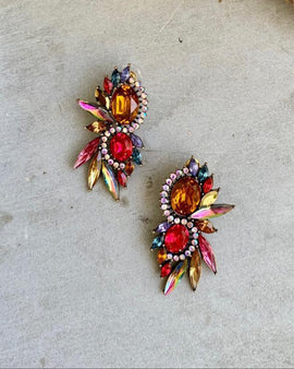 Oval multicolor cristals earings