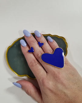 Blue Heart Ring & Earings set