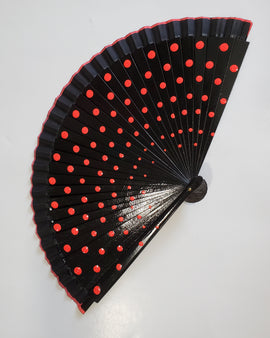 Red Polka dots Wood Hand Fan