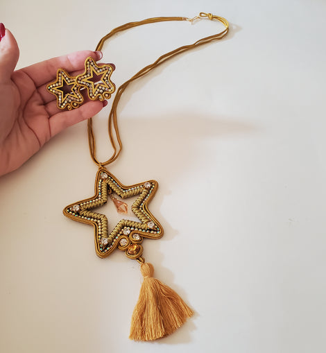 Star Soutache tassel necklace set