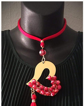 Red Cristal Rondelle Heart necklace