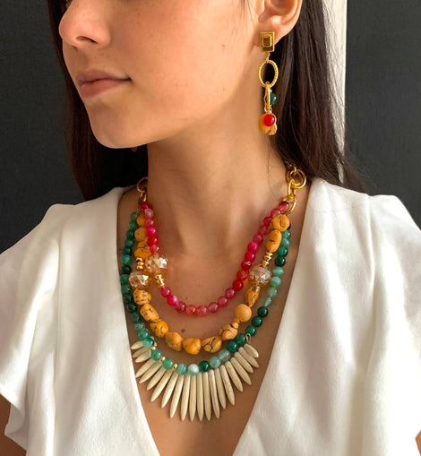 Jade Agata & Turquoise necklace set