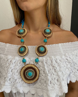 Turquoise Wood necklace