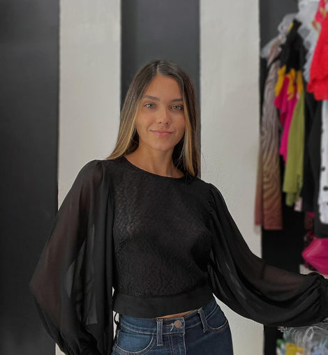 Larissa Ballon Sleeves Crop Top