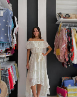 Valeria Embossed Embroidery Hi Low Maxidress