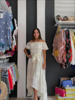 Valeria Embossed Embroidery Hi Low Maxidress