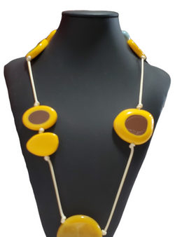 Yellow Asymetric Circles necklace