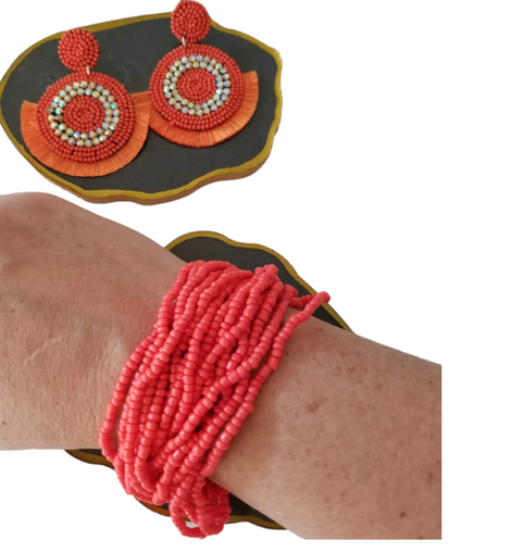 Boho Tassel Beads Earings & Bracelets set