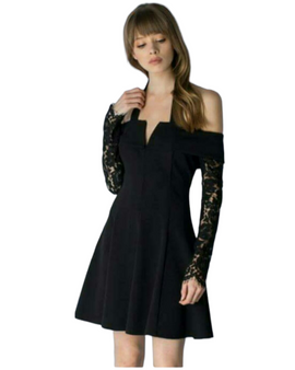 Black Lace Halter Dress