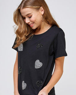 Black Sequins heart top